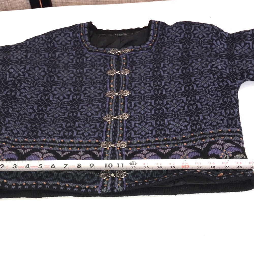 ❤️ Women’s Sz L EUC VINTAGE 2001 ICELANDIC DESIGN 100% Wool Lined Sweater Jacket - Picture 8 of 9